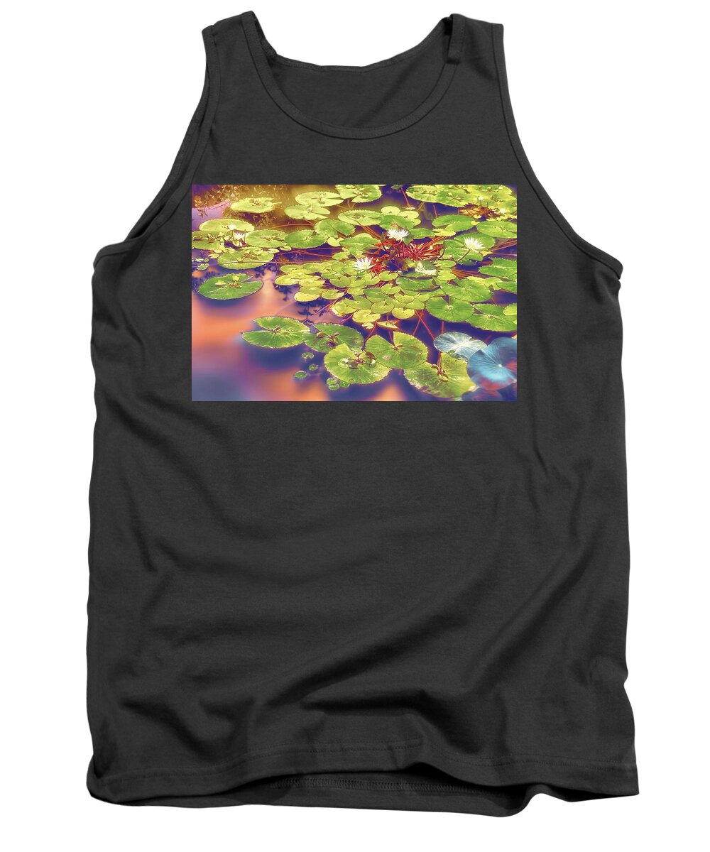 Horse Tank Top featuring the photograph Water lily in field garden-3 by Artto Pan