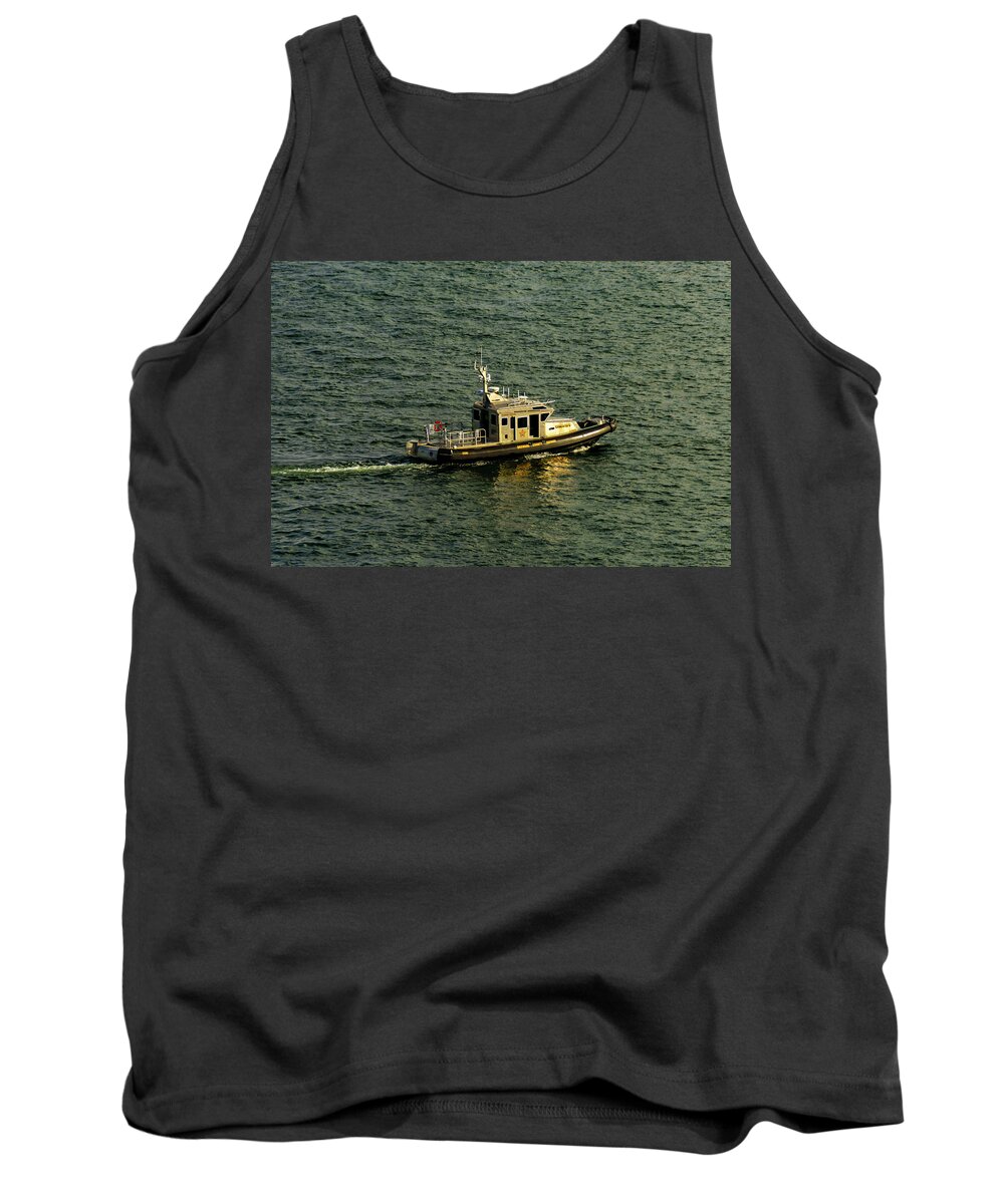 Water; Landscape; Boats; Color Tank Top featuring the photograph Water Patrol by AE Jones