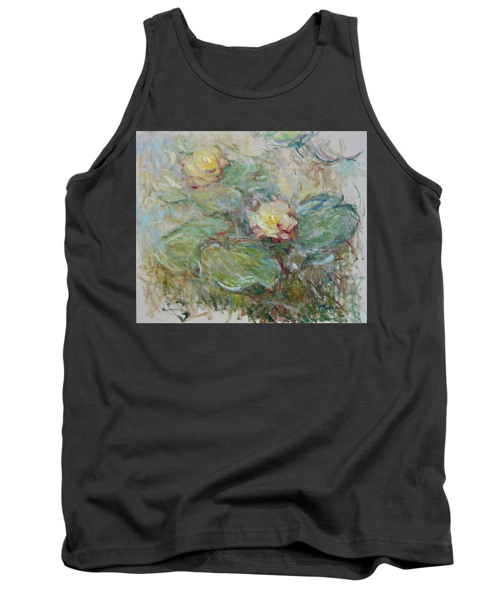 Waterlelie Tank Top featuring the painting Waterlelie - Nymphaea. by Pierre Dijk