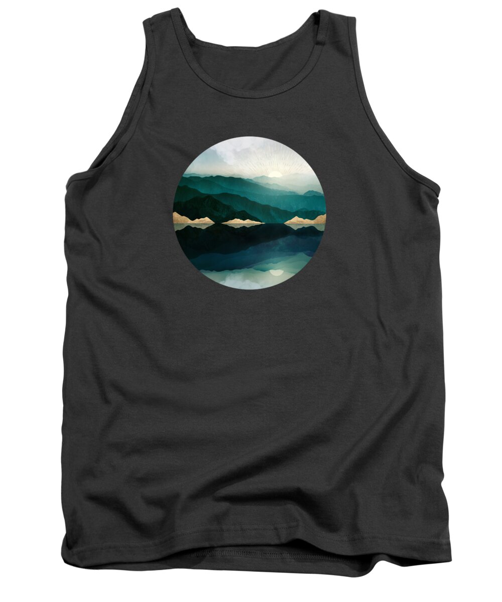 Water Tank Top featuring the digital art Waters Edge Reflection by Spacefrog Designs
