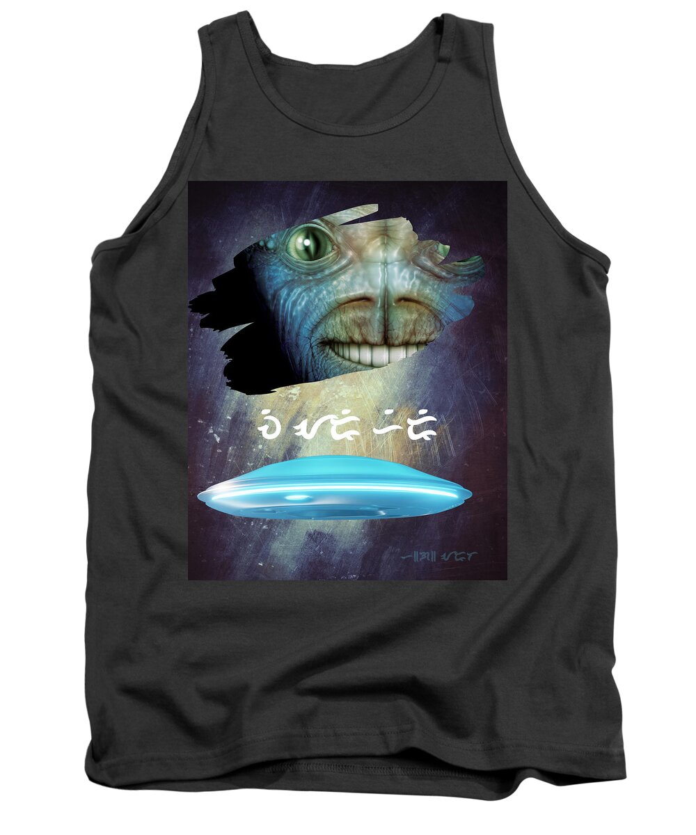 Extraterrestrial Tank Top featuring the digital art We Are Here by Hank Gray