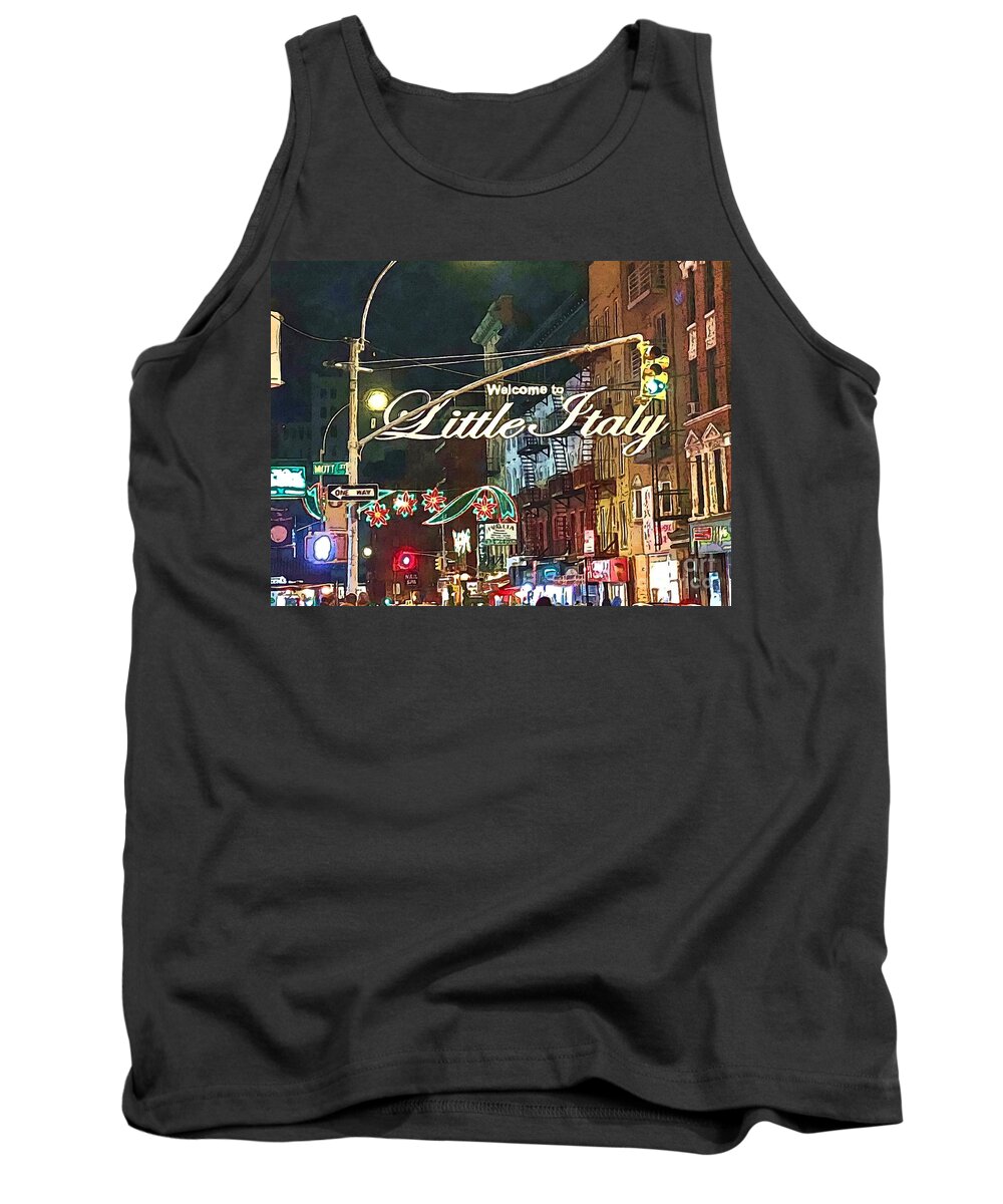 New York City Tank Top featuring the photograph Welcome to Little Italy NYC by Carol Riddle