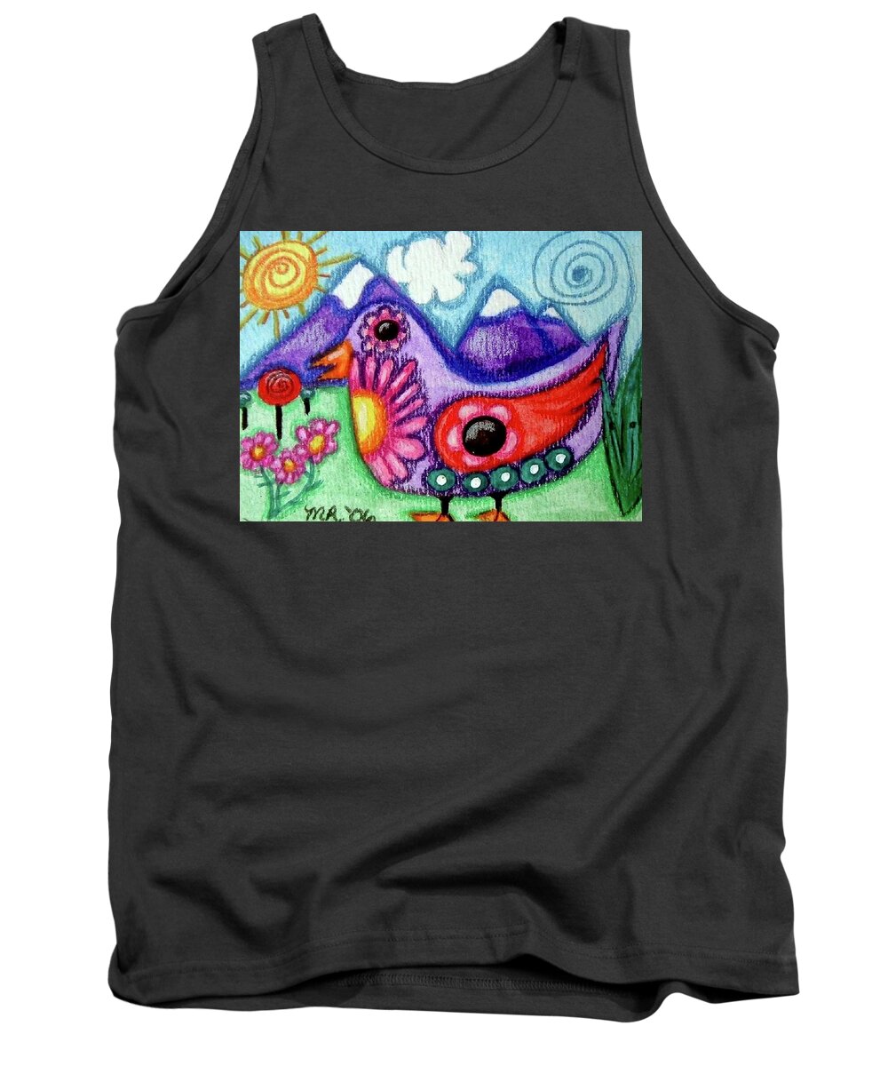 Whimsical Tank Top featuring the painting Whimsical Bird by Monica Resinger