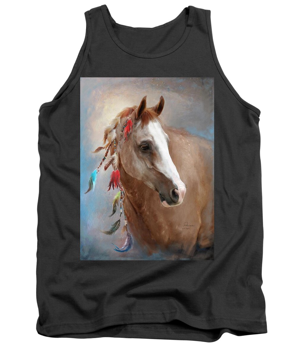 Horse Tank Top featuring the digital art Whispy Feathers by Dorota Kudyba