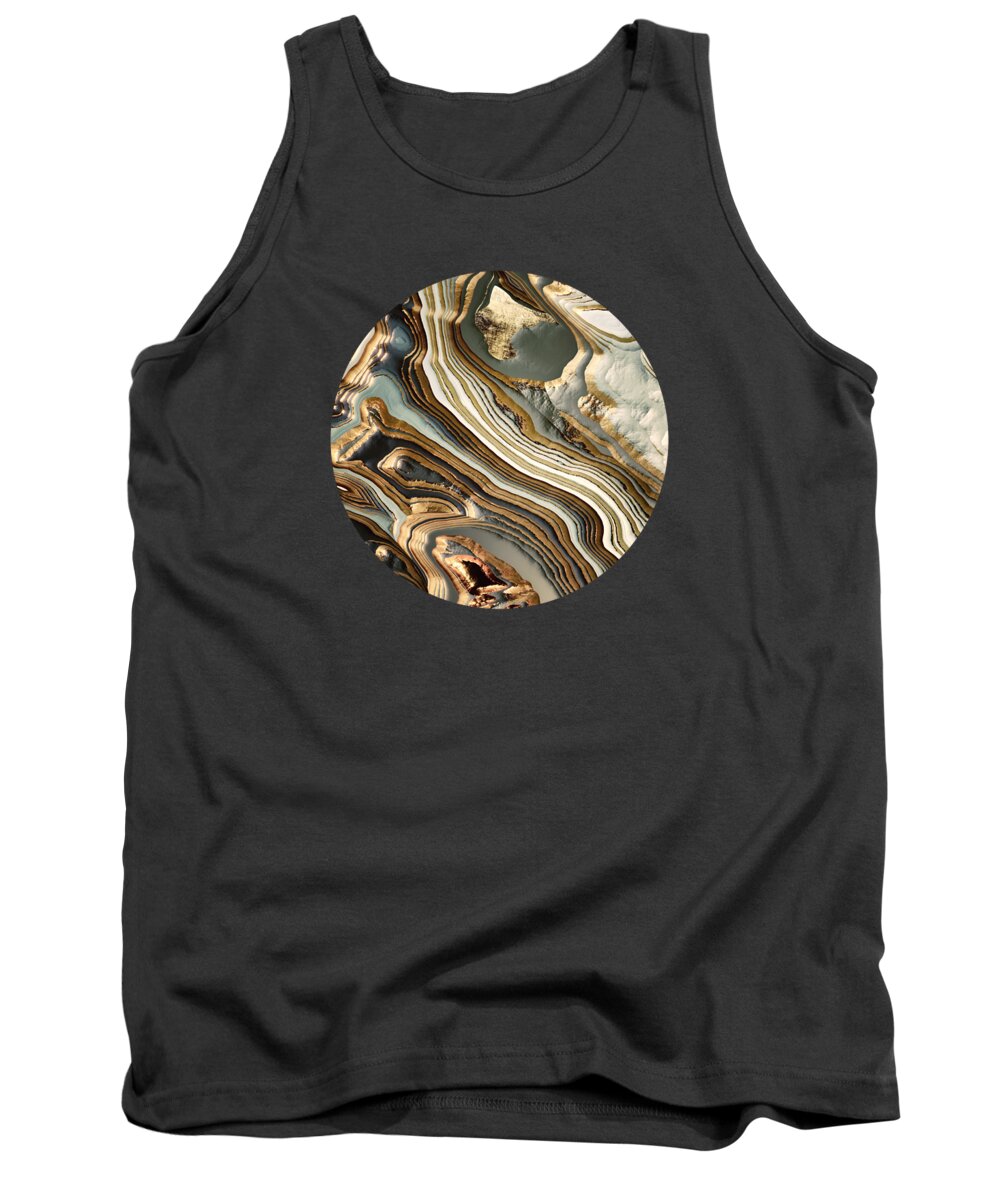 Digital Tank Top featuring the digital art White Gold Agate Abstract by Spacefrog Designs