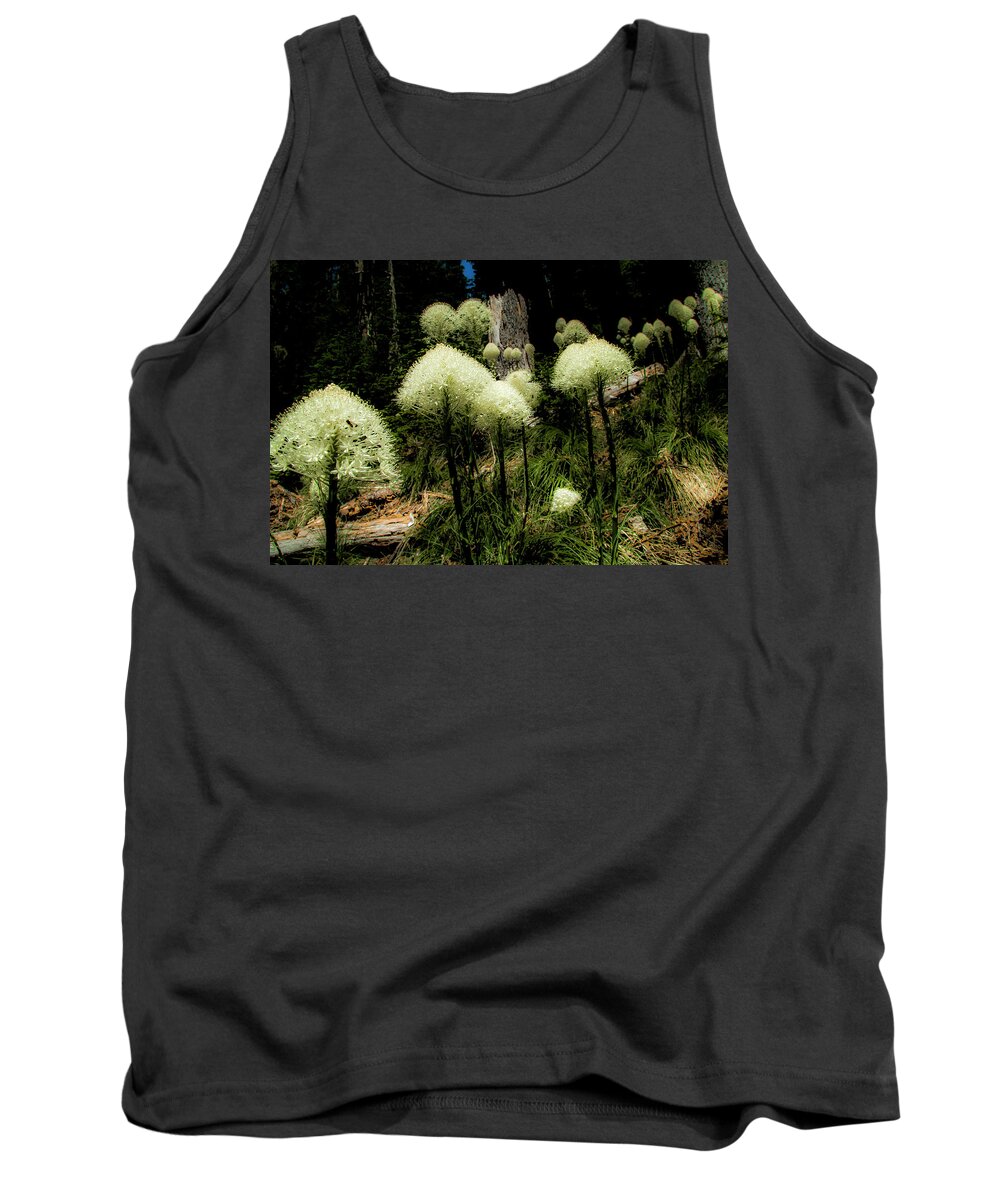 Nature Tank Top featuring the photograph White Puffs of Bear Grass by Doug Scrima