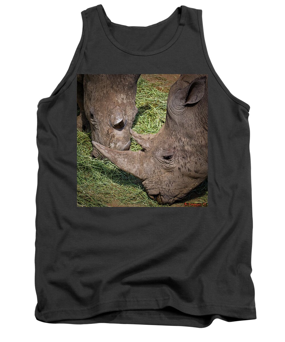 Rhinos Tank Top featuring the photograph White Rhinos by Rene Vasquez