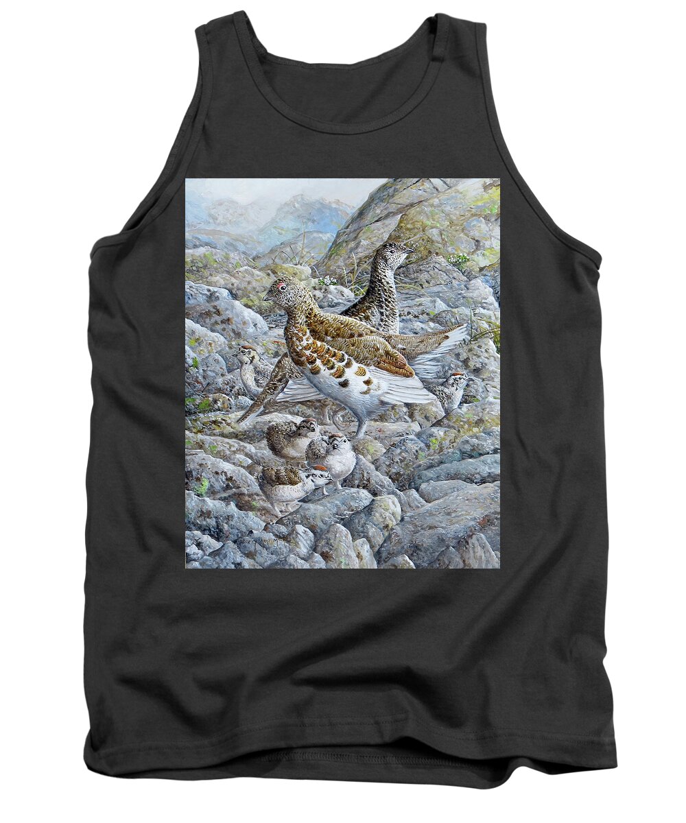 White-tailed Ptarmigan Tank Top featuring the painting White-tailed Ptarmigan by Barry Kent MacKay