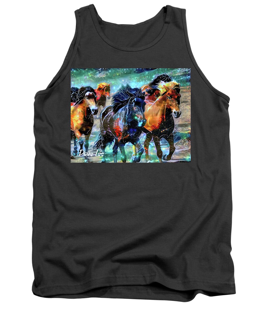 Horses Tank Top featuring the digital art Wild Horse Energy by Dave Lee