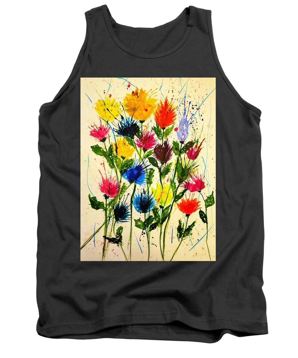 Wildflowers Tank Top featuring the painting Wildflowers Abstract#2 by Shady Lane Studios-Karen Howard