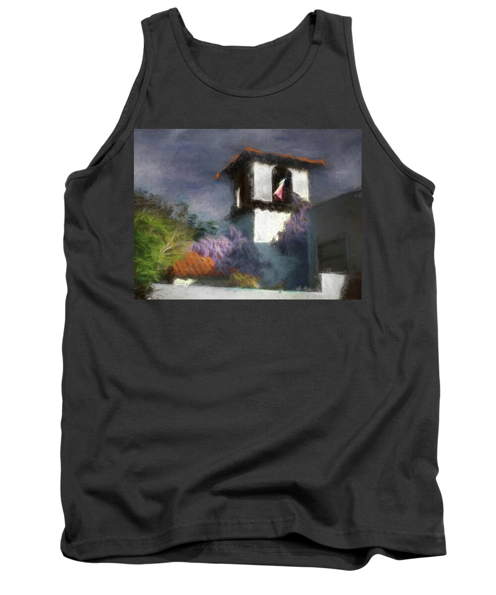 Wisteria Tank Top featuring the photograph Wind in the Tower Washline by Wayne King