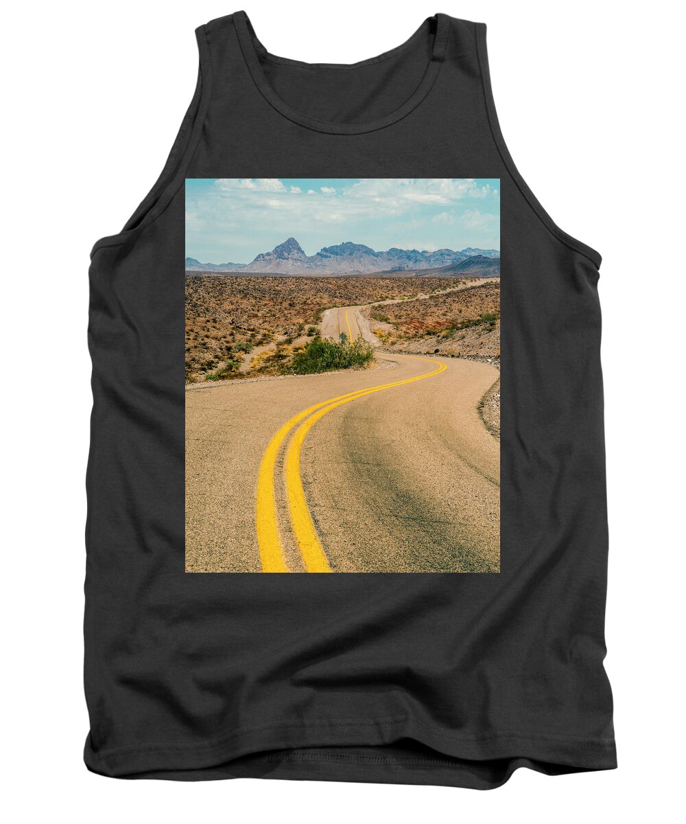 Desert Highway Tank Top featuring the photograph Winding Desert Highway by Ray Devlin