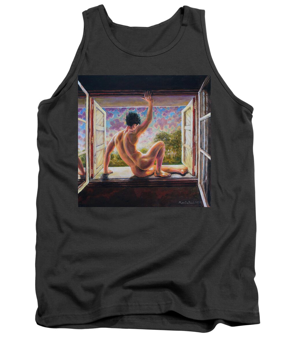 Male Nude Tank Top featuring the painting Window of Opportunity by Marc DeBauch