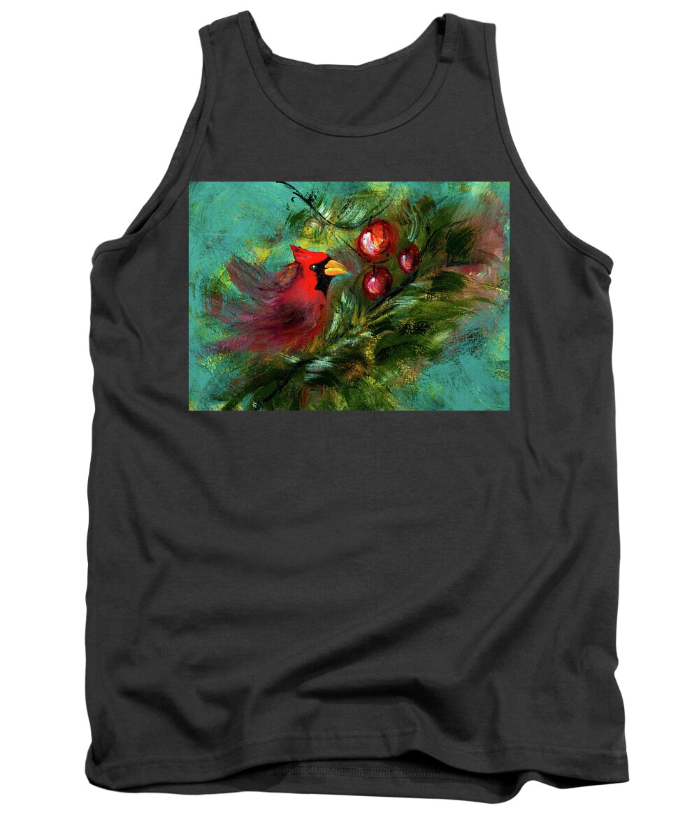 Artwork Tank Top featuring the painting Winter Berries by Lee Beuther