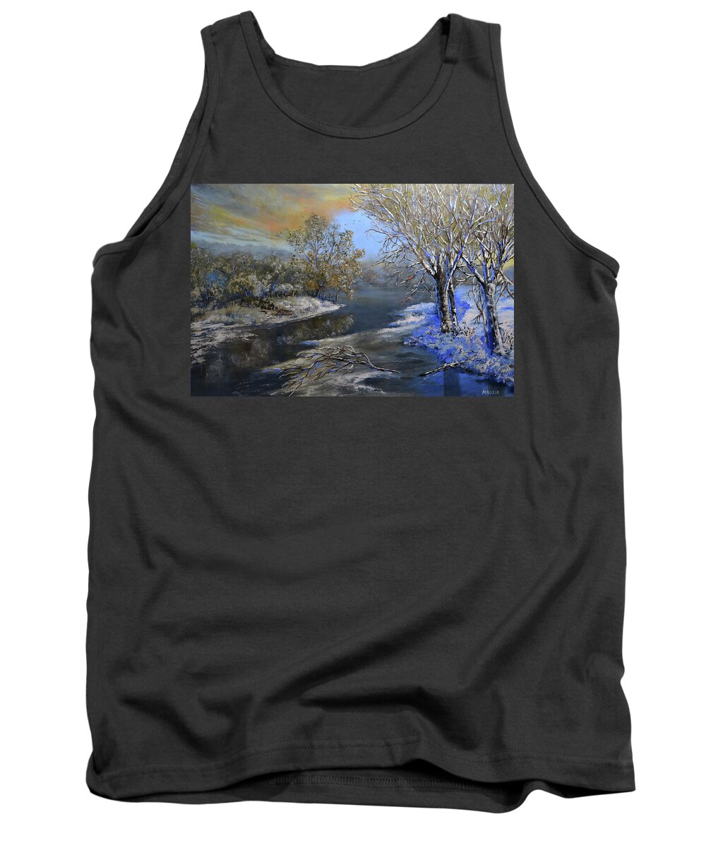 Landscape Tank Top featuring the painting Winter Colors by Michael Mrozik