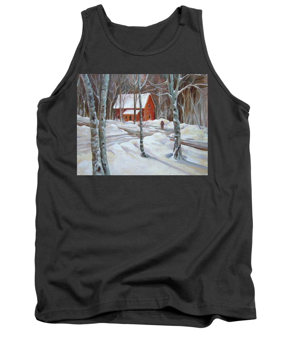 Waterville Estates New Hampshire Tank Top featuring the painting Winter in the Woods by Nancy Griswold