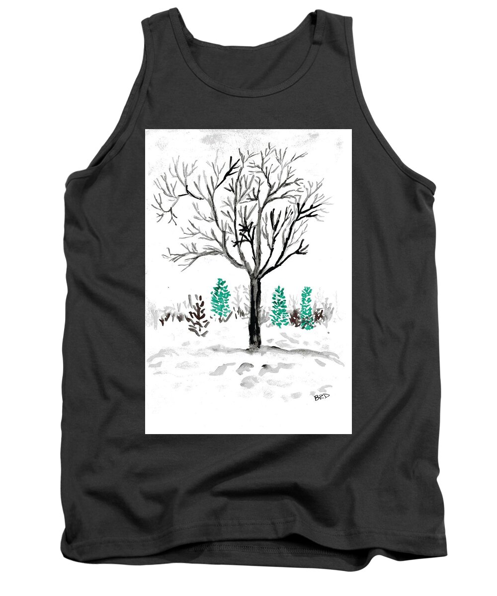 Winter Tank Top featuring the painting Winter Tree by Branwen Drew