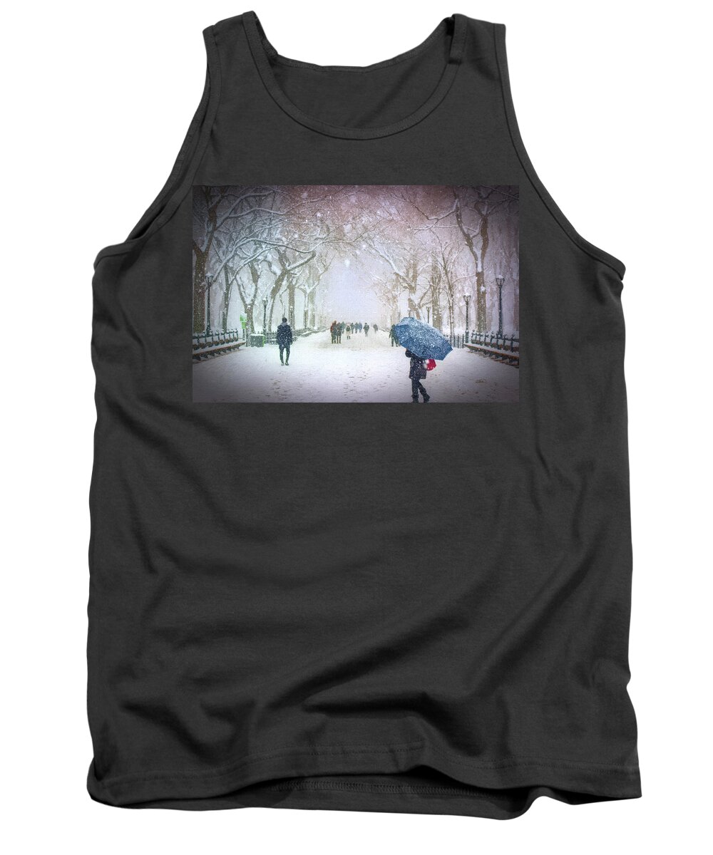 Landscape Tank Top featuring the painting Winter Walk in Central Park - DWP3772616 by Dean Wittle