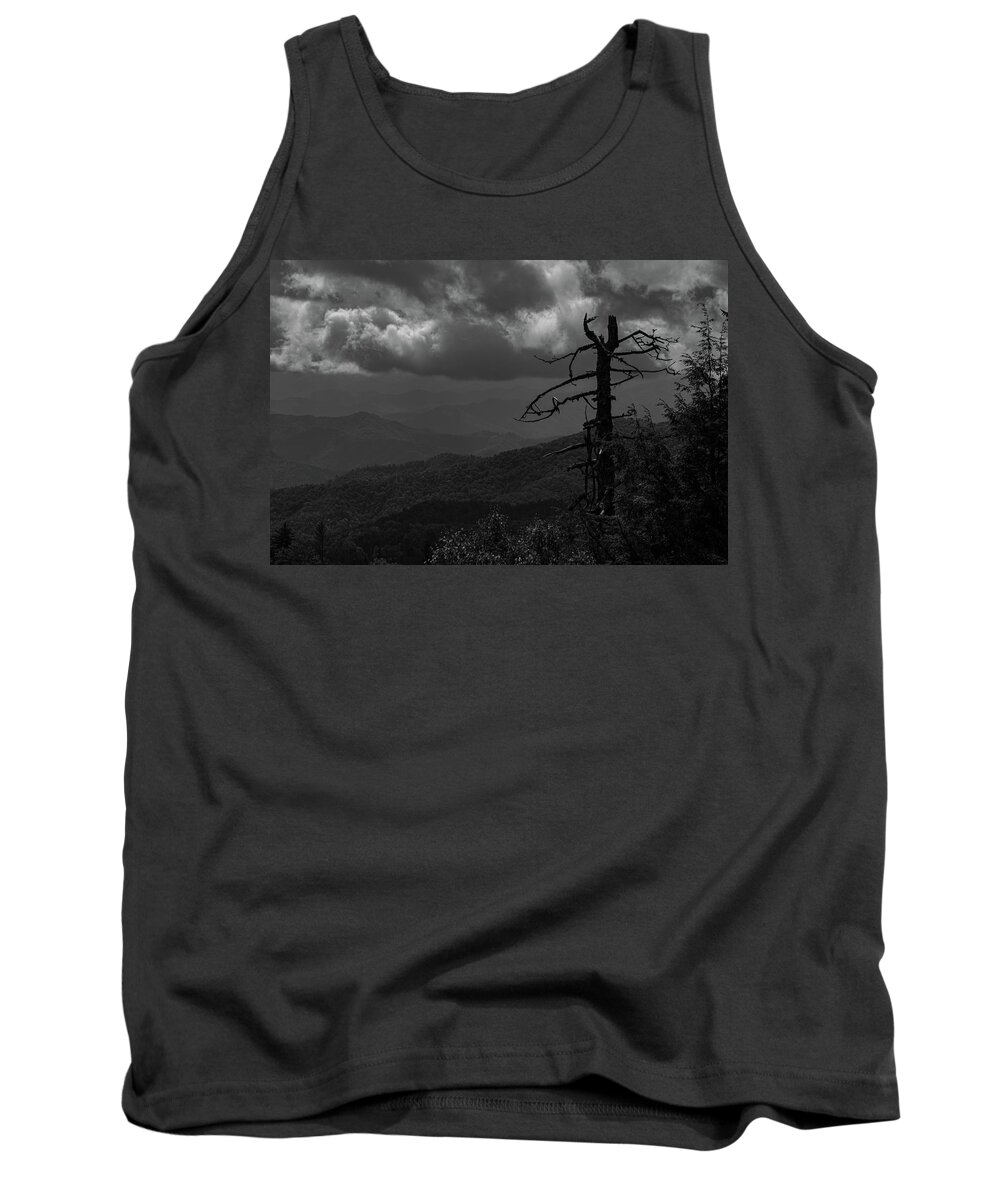 Black And White Tank Top featuring the photograph Withered on the Mountain by Jamie Tyler
