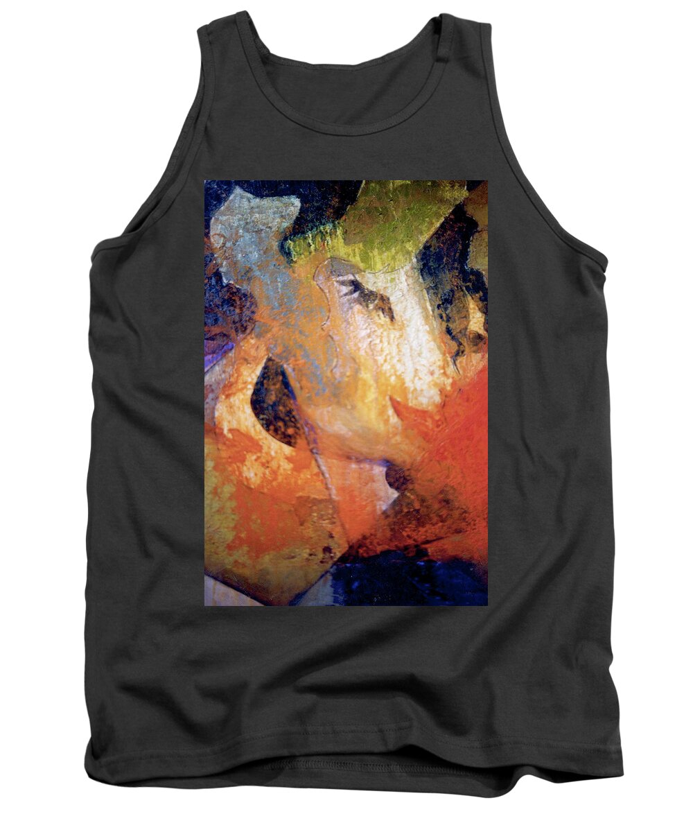 Oil Painting Tank Top featuring the painting Women with Red Lips and a Rose by Todd Krasovetz
