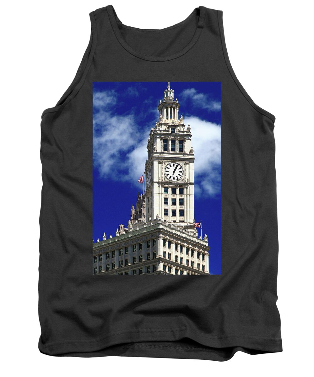 Architecture Tank Top featuring the photograph Wrigley Building Clock Tower by Patrick Malon