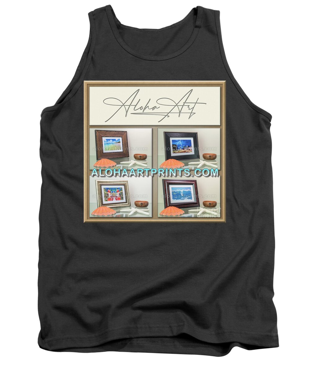 Popeye Sculpture Tank Top featuring the photograph Wynn Popeye Statue Black White and Color by Aloha Art
