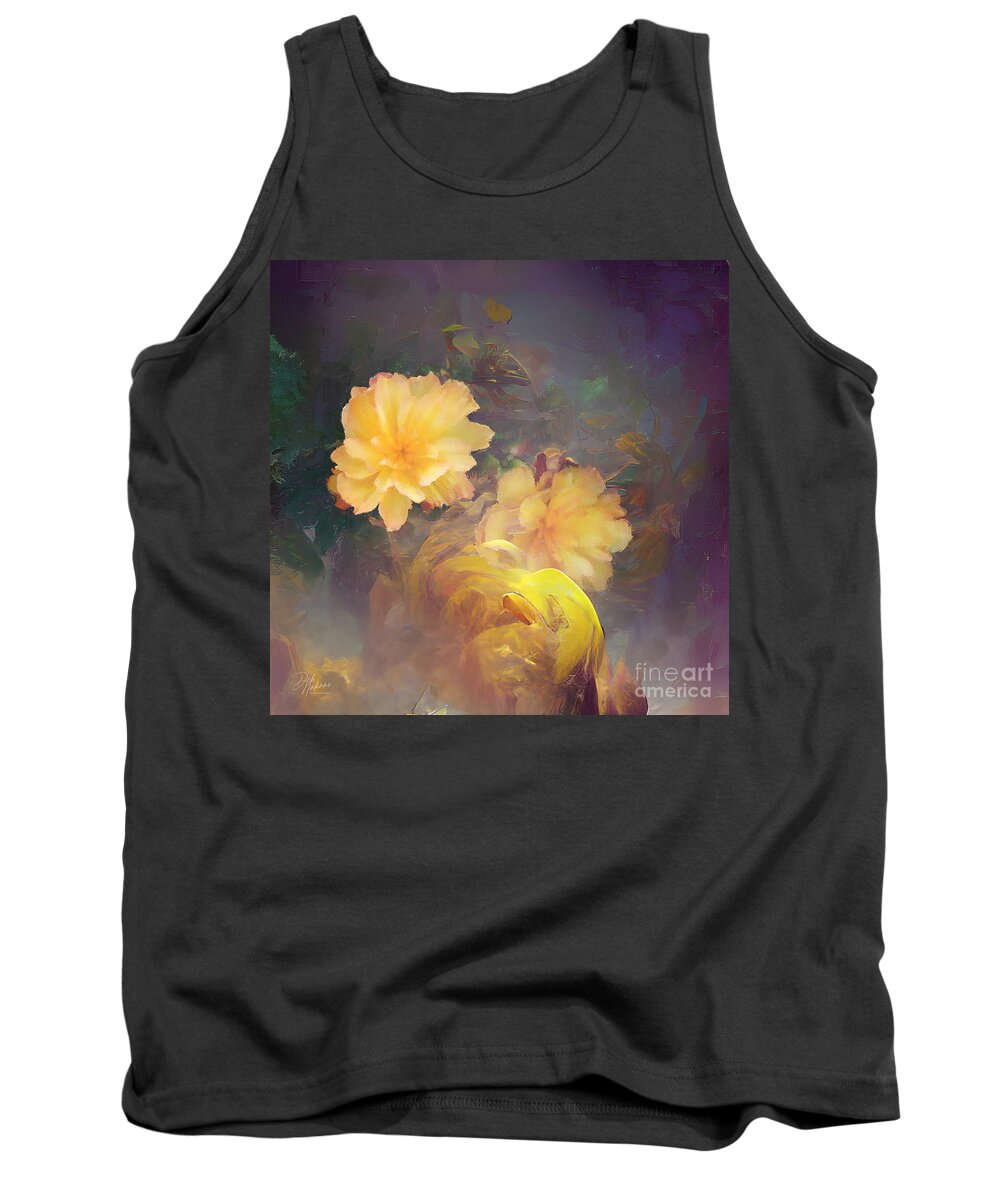 Flower Tank Top featuring the digital art Yellow rose by Deb Nakano