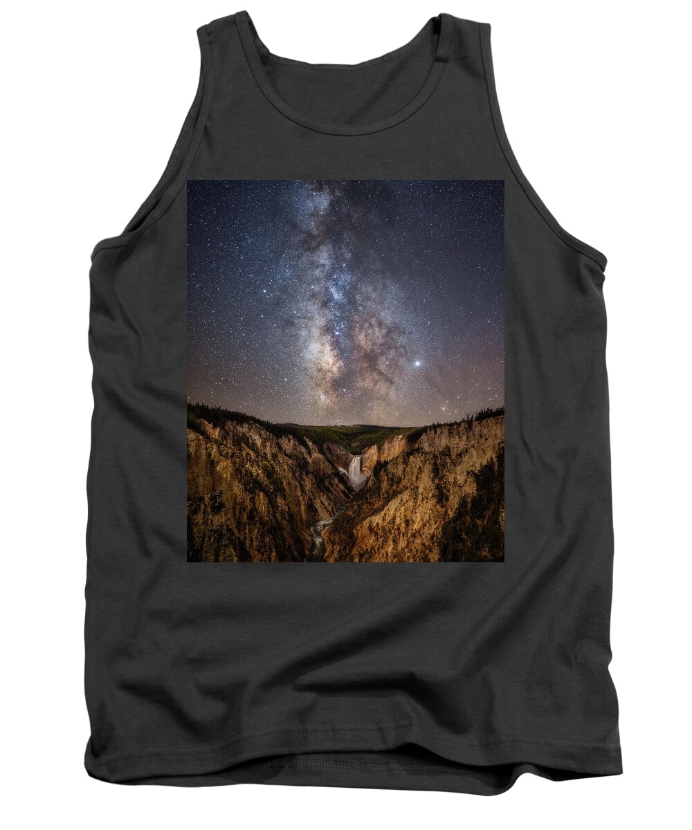 #faatoppicks Tank Top featuring the photograph Yellowstone at Night by Darren White