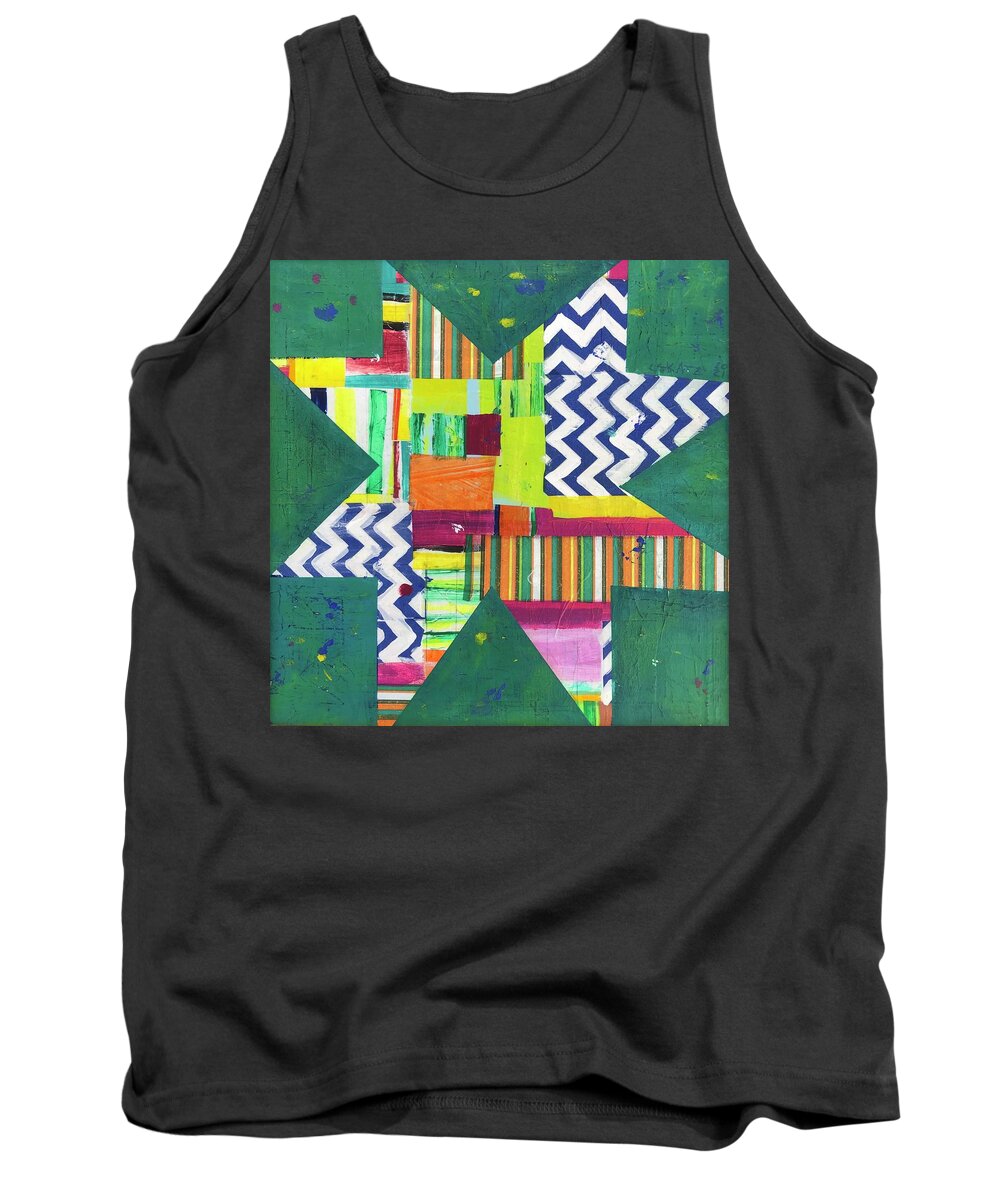Star Tank Top featuring the painting Zigzag Star by Cyndie Katz