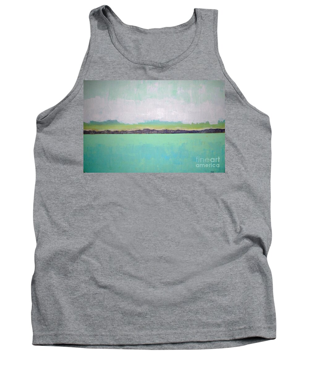Landscape Tank Top featuring the painting Peace of the Lake by Vesna Antic