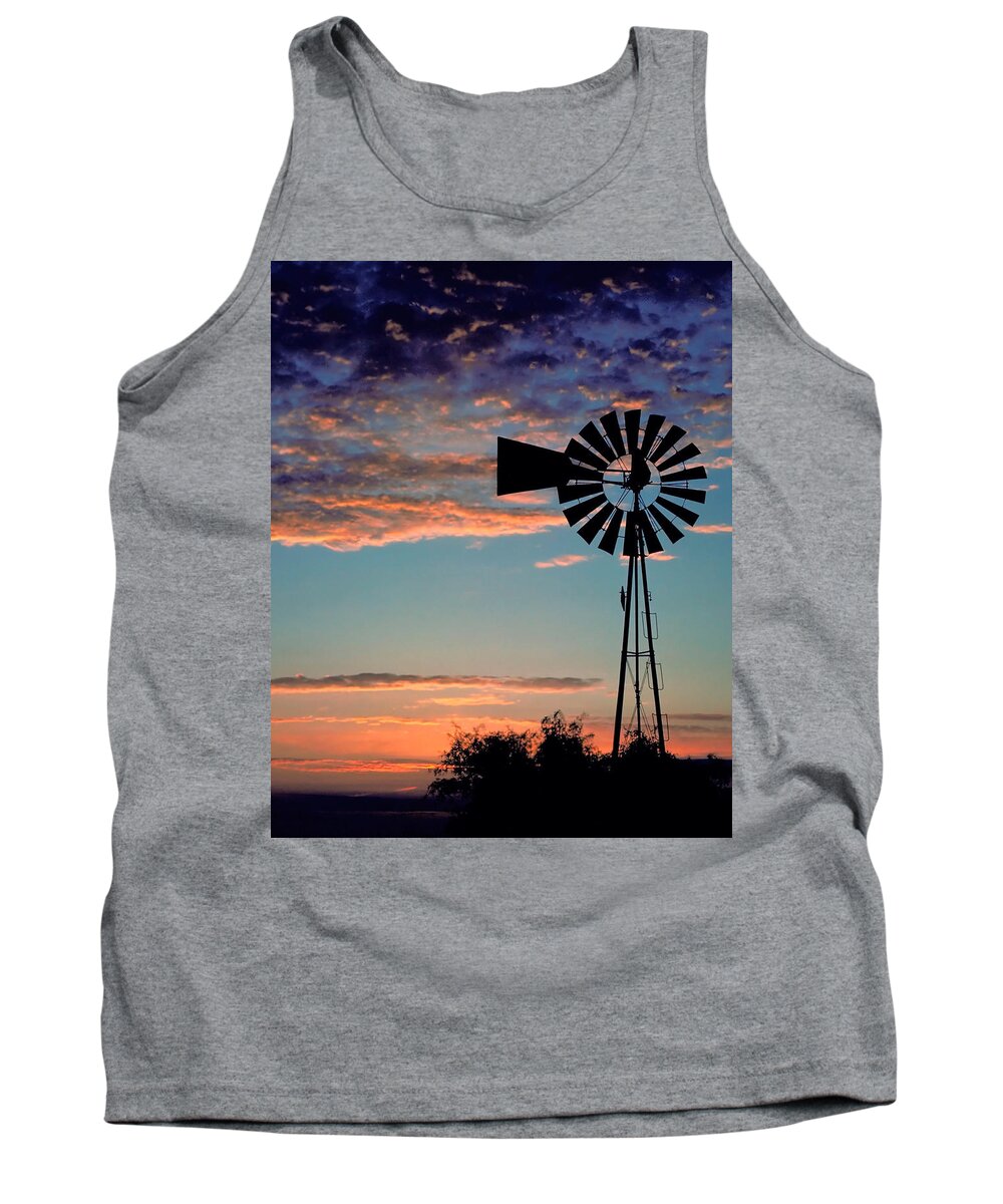 Windmill Tank Top featuring the photograph Windmill at Dawn by David and Carol Kelly