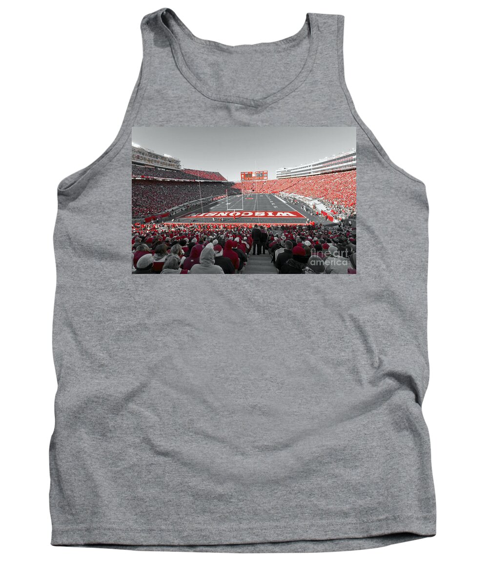 Wisconsin Tank Top featuring the photograph 0096 Badger Football by Steve Sturgill