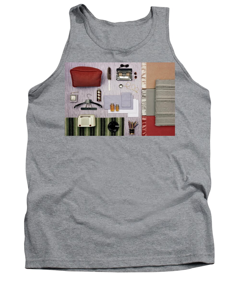 Studio Shot Tank Top featuring the photograph A Group Of Household Objects #1 by Geoffrey Baker
