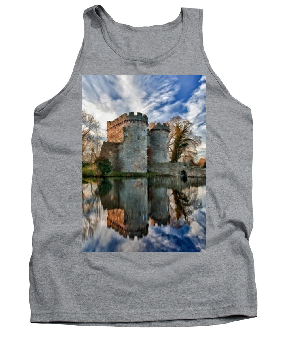 Castle Tank Top featuring the painting Ancient Whittington Castle in Shropshire England #1 by Bruce Nutting