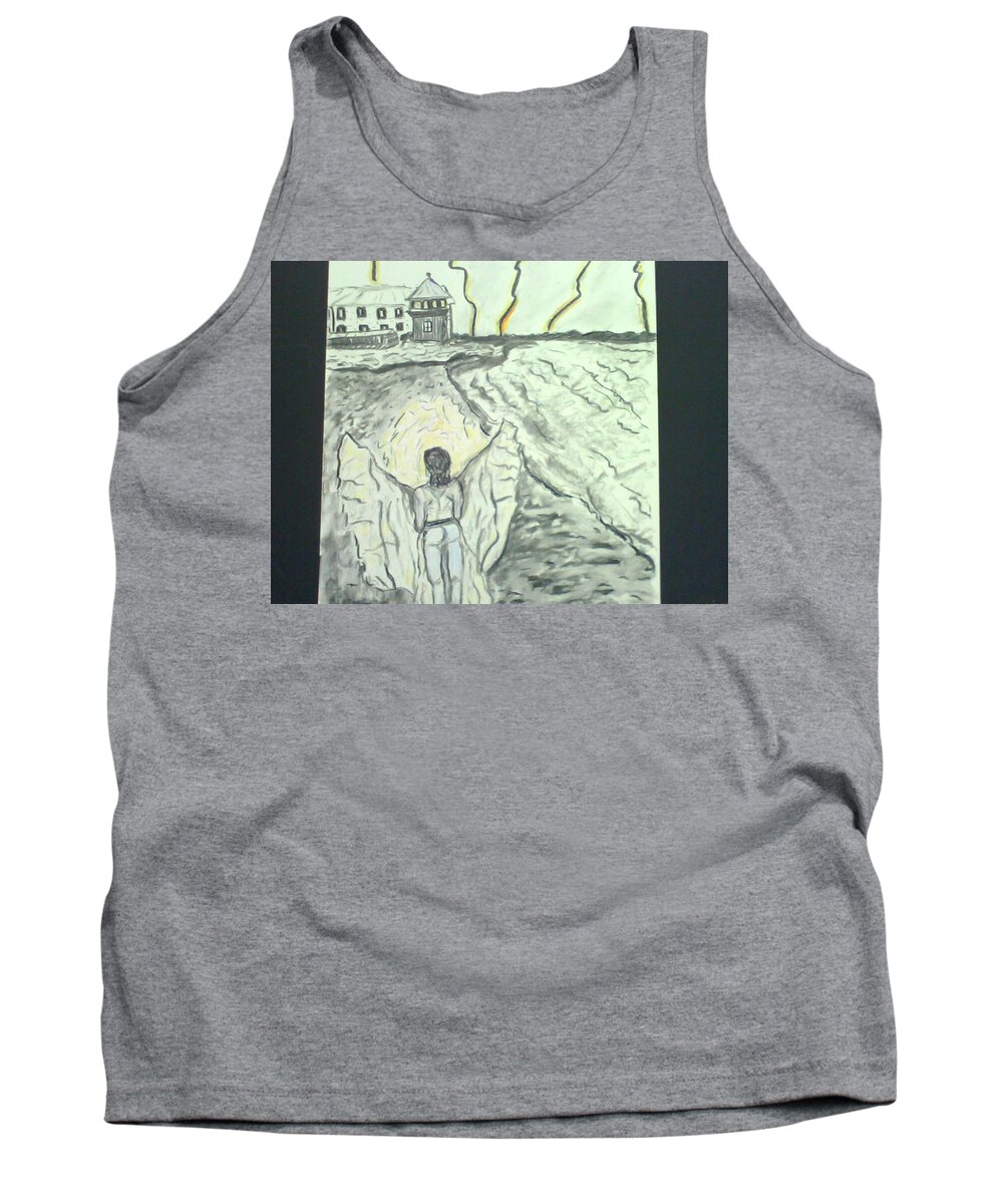 Angel Tank Top featuring the mixed media Angel in a Storm by Suzanne Berthier