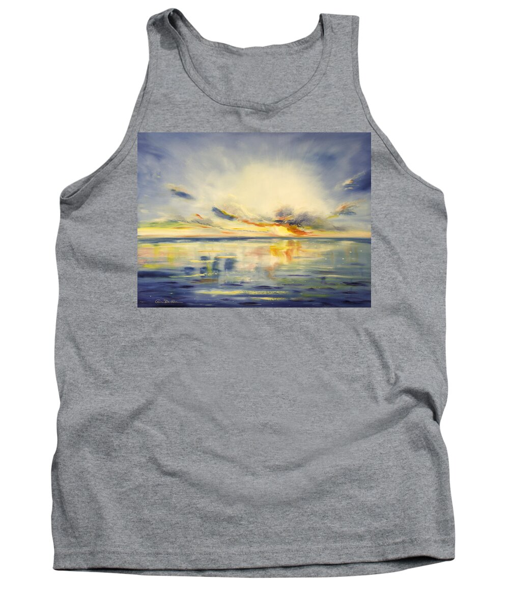 Blue Tank Top featuring the painting Blue Sunset by Gina De Gorna