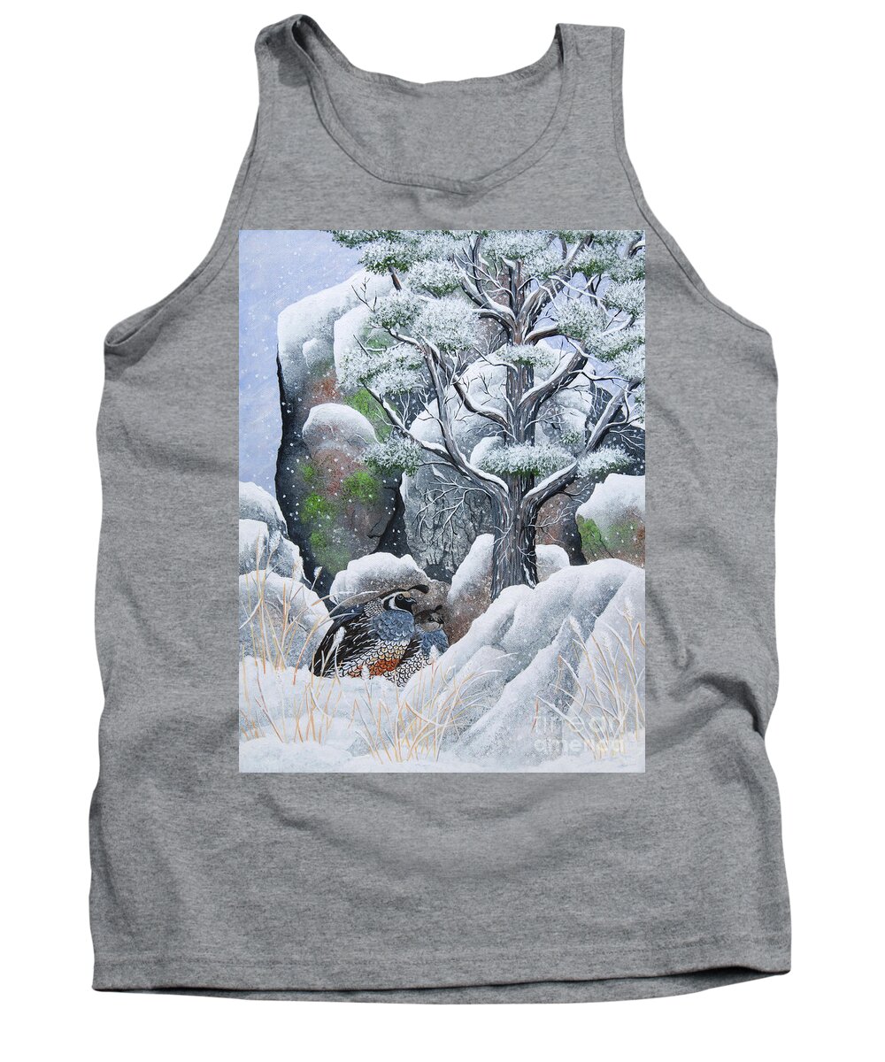 Quail Tank Top featuring the painting Cozy Couple by Jennifer Lake
