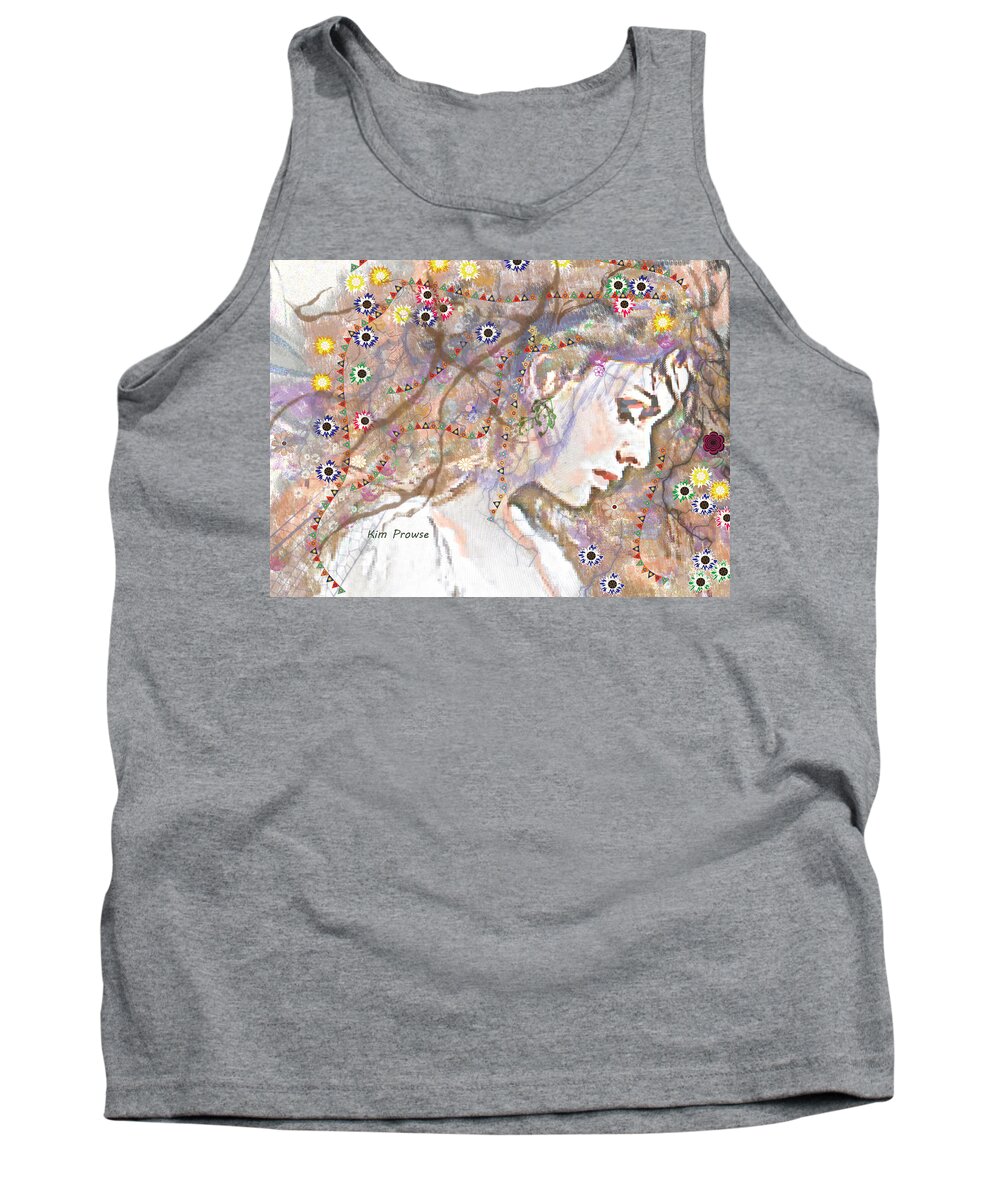 Portrait Tank Top featuring the digital art Daisy Chain by Kim Prowse