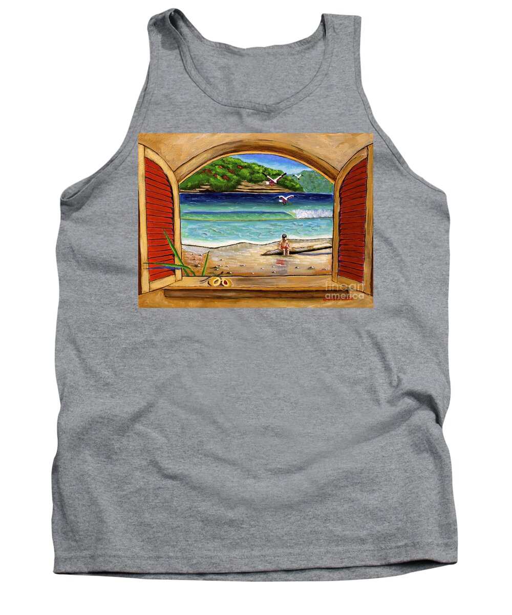 Seascape Tank Top featuring the painting Deep In Thought by Laura Forde