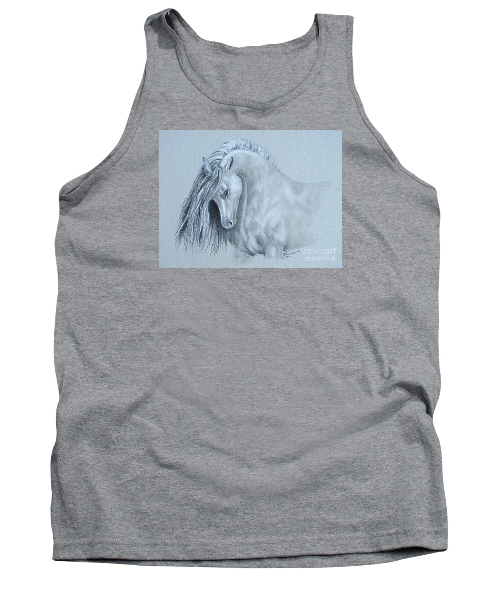 Equine Tank Top featuring the painting Grey Horse by Laurianna Taylor