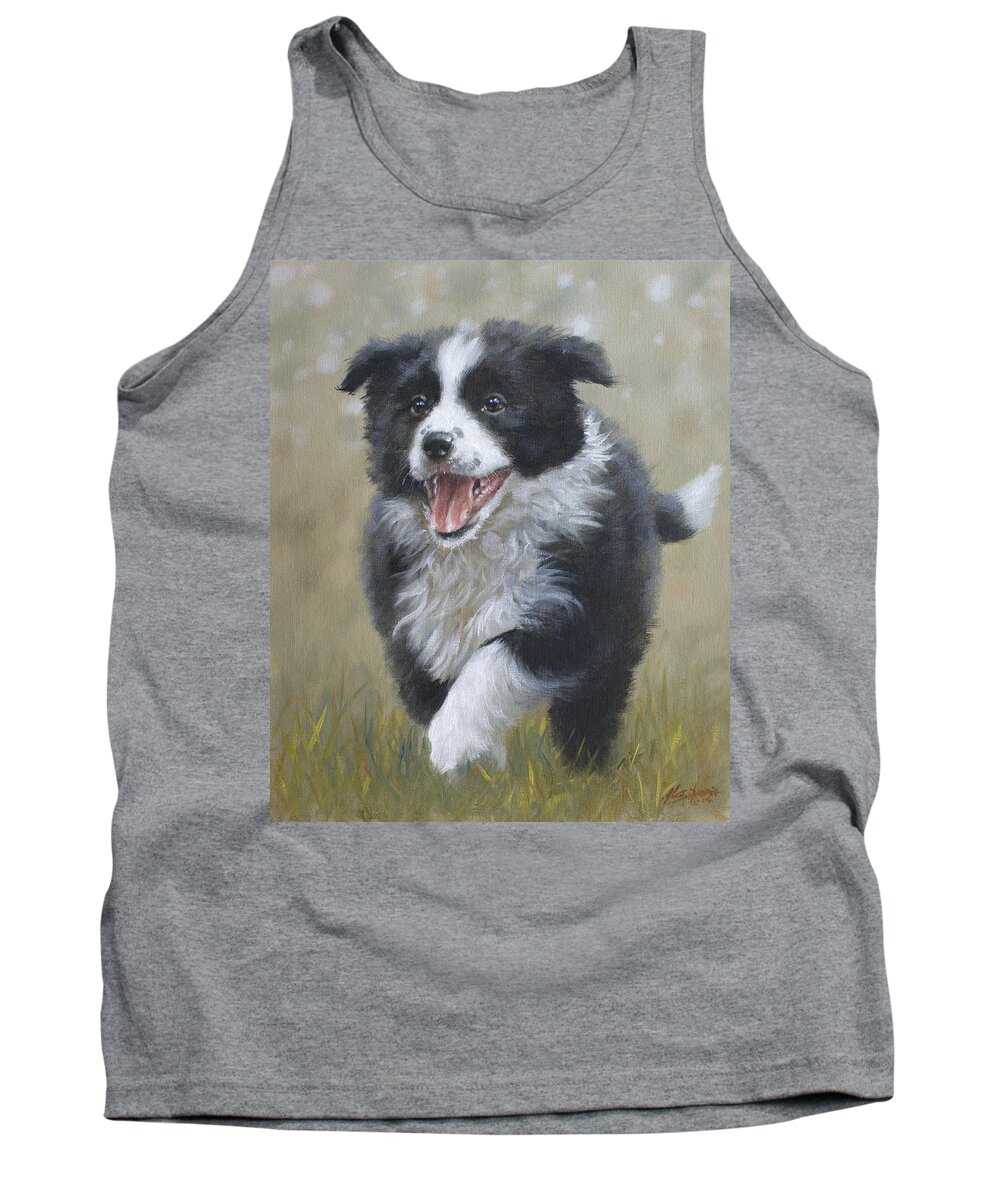 Dog Paintings Tank Top featuring the painting Jubilant spirit by John Silver
