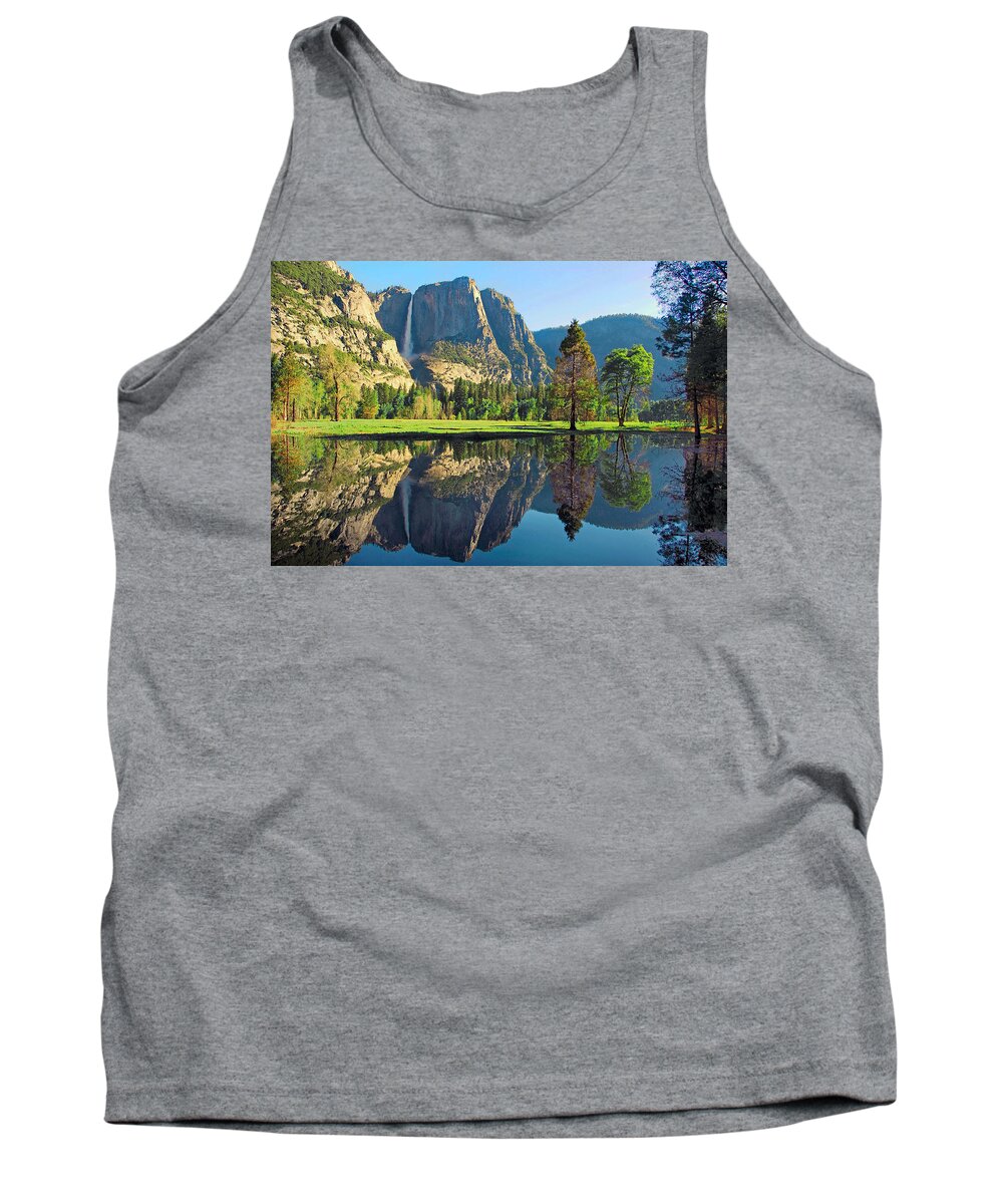 Yosemite National Park Tank Top featuring the photograph Reflections of Yosemite Falls by Lynn Bauer