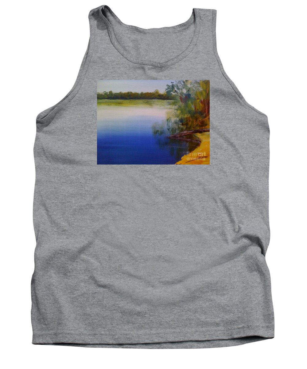 River Tank Top featuring the painting Still Waters - original sold by Therese Alcorn