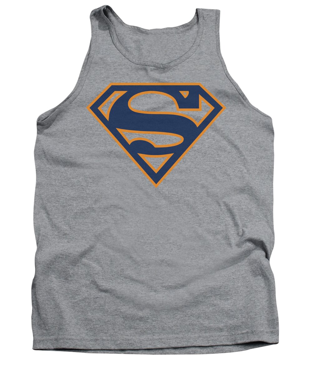 Superman Tank Top featuring the digital art Superman - Navy And Orange Shield by Brand A