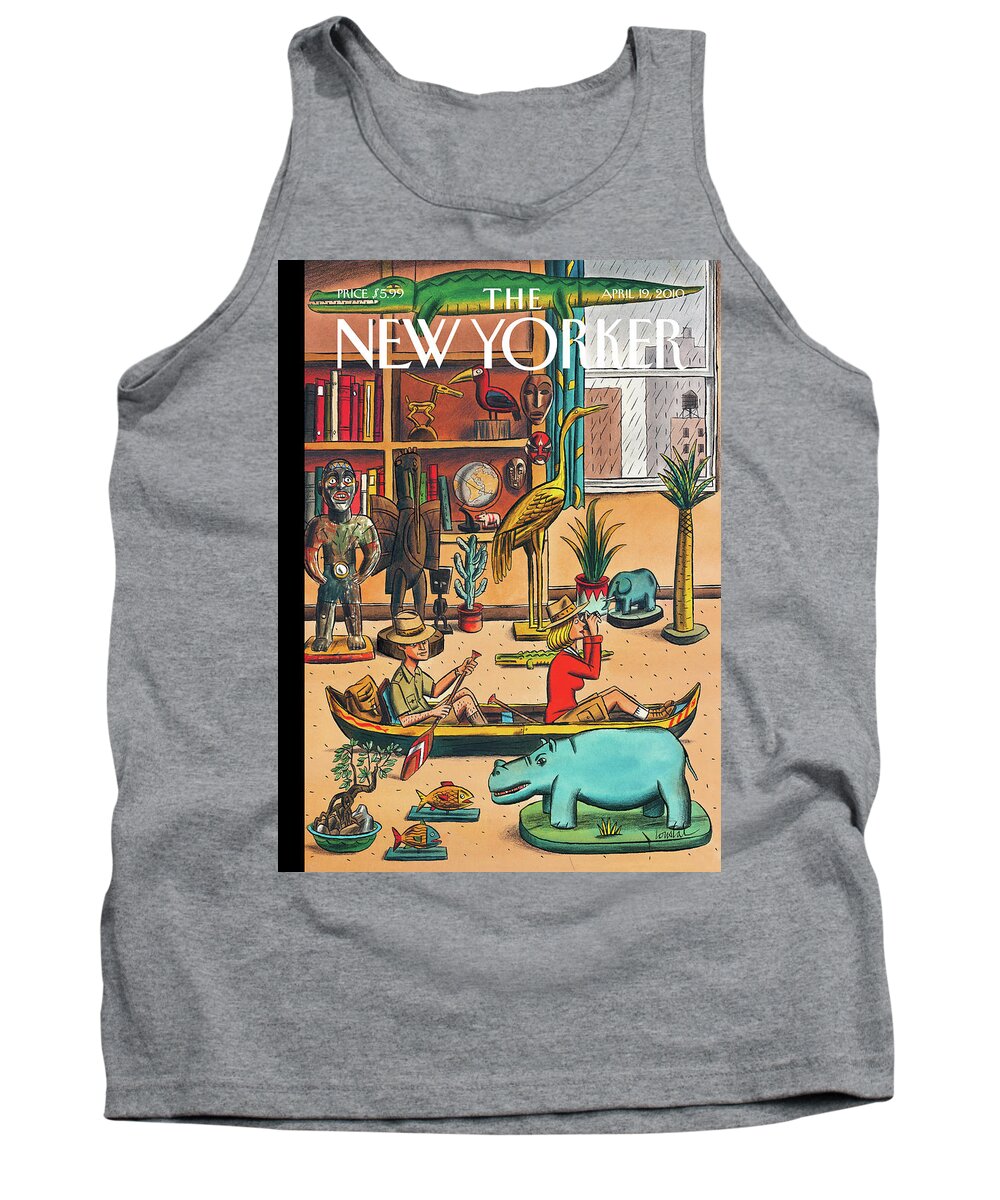 Rhino Tank Top featuring the painting Voyage Autour de Notre Chambre by Jacques de Loustal