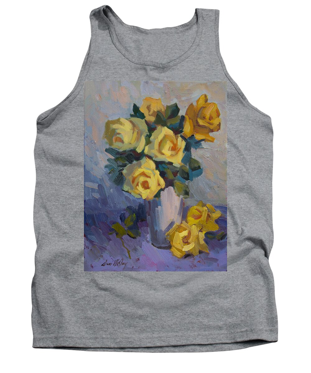 Roses Tank Top featuring the painting Yellow Roses #1 by Diane McClary