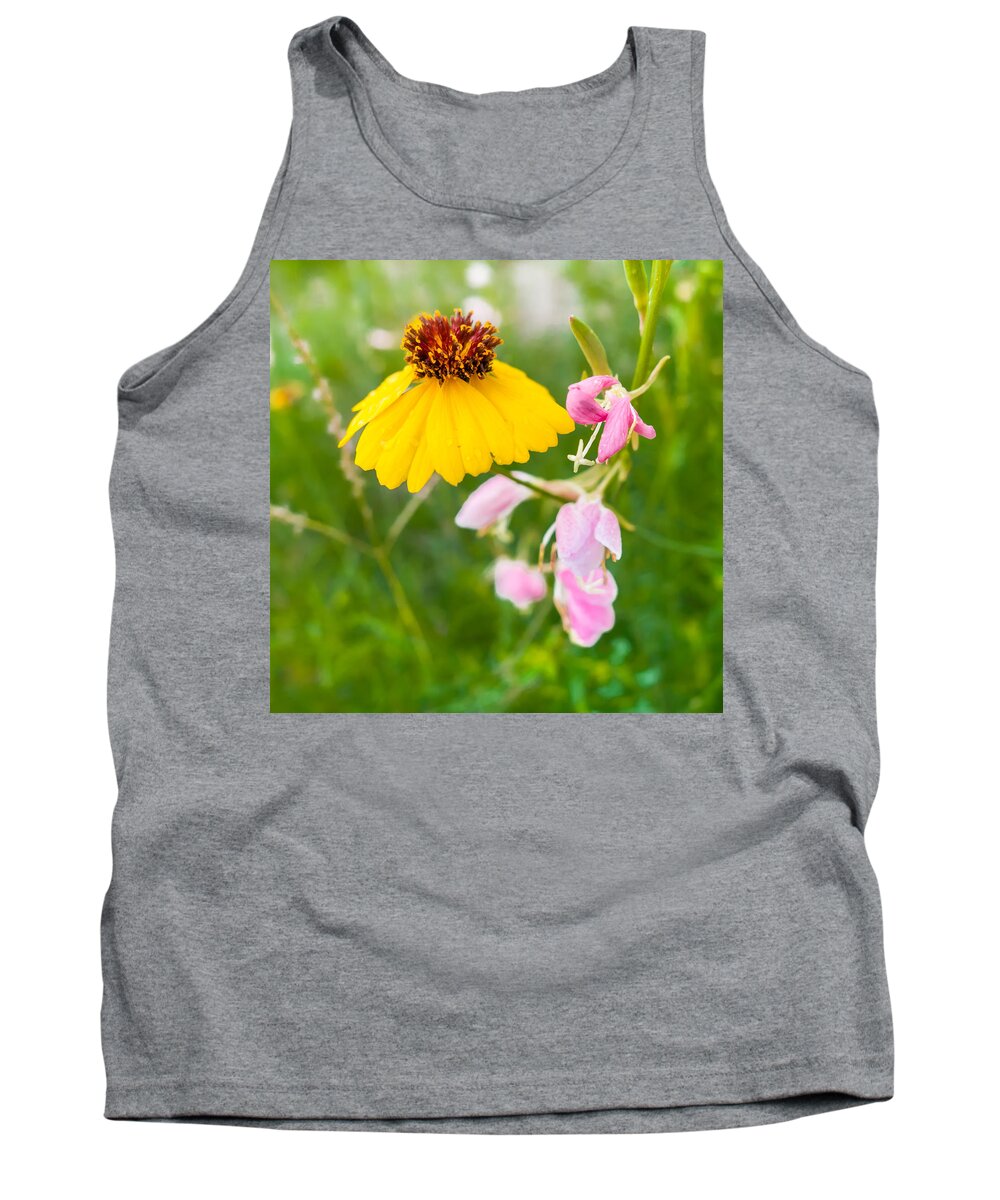 Stem Tank Top featuring the photograph Yellow and Pink Wildflowers by Melinda Ledsome