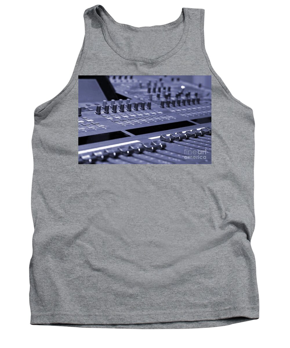 Analog Tank Top featuring the photograph Mixing Console #2 by Henrik Lehnerer