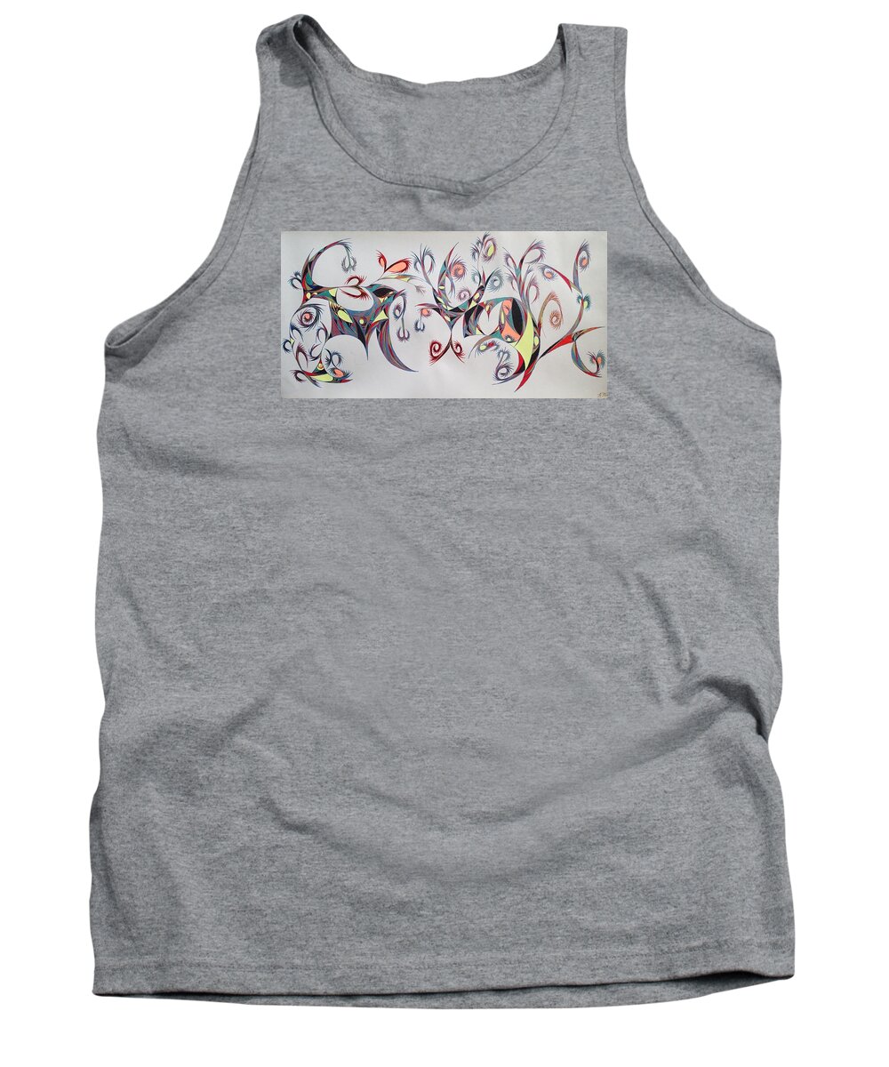 Abstract Tank Top featuring the drawing Orpheus by Robert Nickologianis