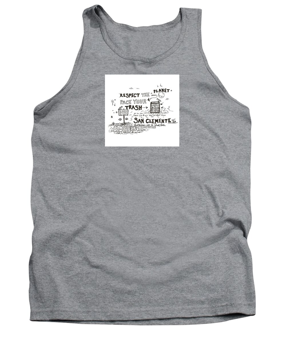 Packyourtrashdrawing Tank Top featuring the drawing Pack your trash #3 by Paul Carter